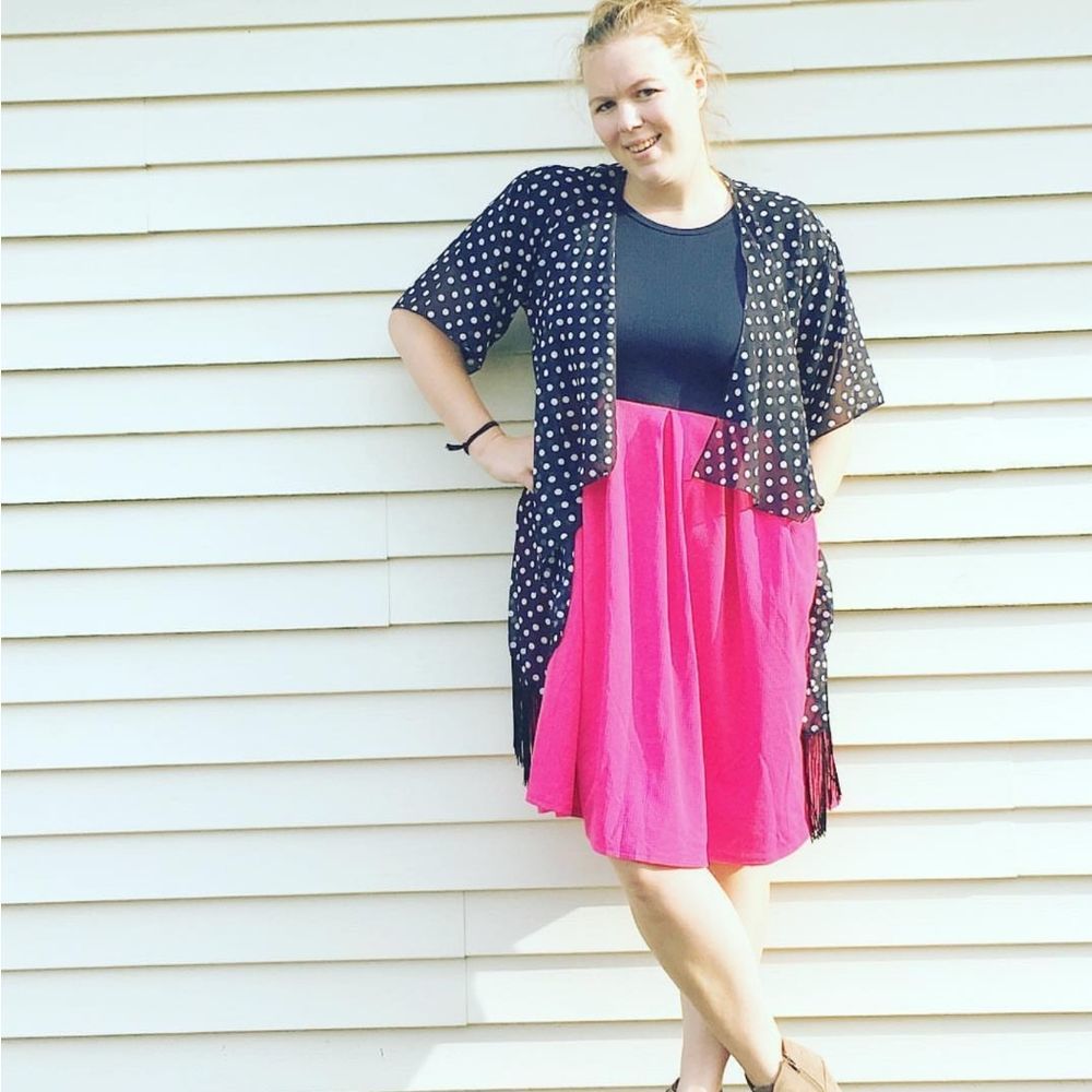 Navy/Hot Pink Color Block Amelia‎ Dress